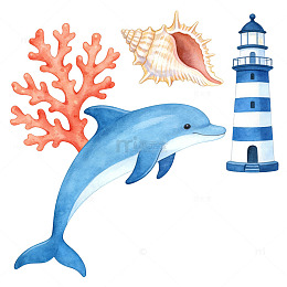 海洋主题卡通扁平元素