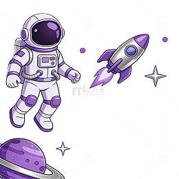 太空火箭手绘元素宇航员