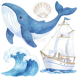 海洋主题手绘质感