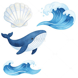海洋卡通扁平风格元素