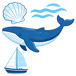 海洋主题卡通扁平风格元素简约
