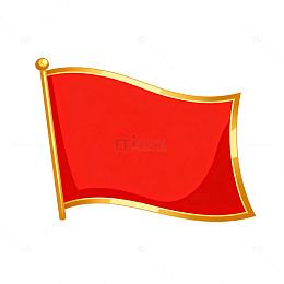 卡通红旗旗帜图案
