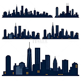 城市天际线剪影矢量图