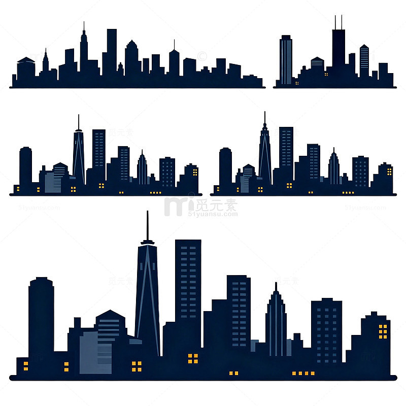城市天际线剪影矢量图