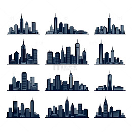 城市天际线剪影图标集