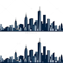 城市剪影建筑线条图