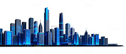 蓝色现代城市天际线图