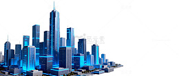 未来城市天际线蓝色建筑