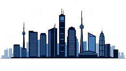 现代都市天际线剪影矢量图