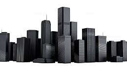 黑灰色调现代城市建筑模型
