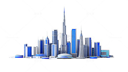 现代城市天际线建筑模型