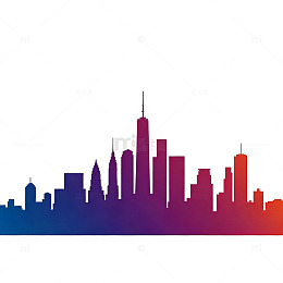 城市天际线渐变剪影