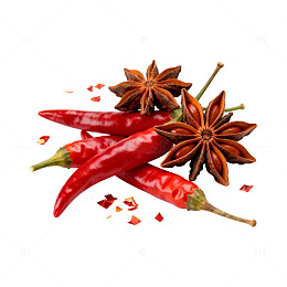 红辣椒八角调料特写