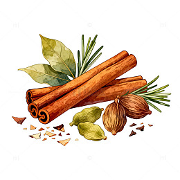 水彩风格香料插画