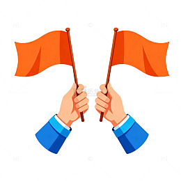 卡通旗帜挥舞图案