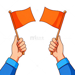 卡通旗手庆祝插画