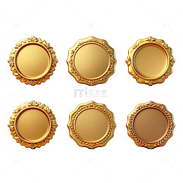 金色徽章图案装饰元素