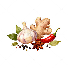 水彩风香料组合插画设计素材