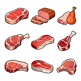 手绘肉类食材插画设计素材