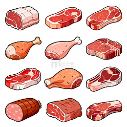 手绘肉类食材插画集