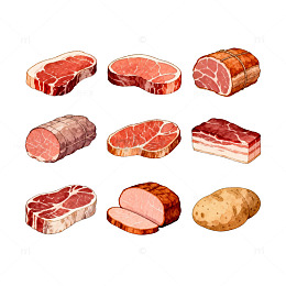 水彩肉类食材插画