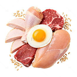 生鲜肉类与谷物组合图