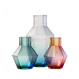 彩色玻璃器皿组合设计图