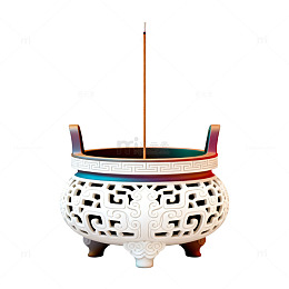 古典香炉白色镂空图案香具