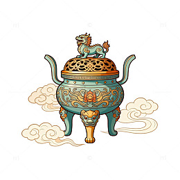 传统中国风香炉图案插画