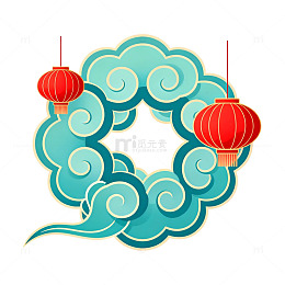中国风云灯笼图案设计素材