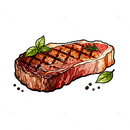手绘牛排美食插画设计素材