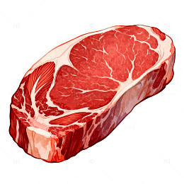 写实风生鲜牛肉块插画素材