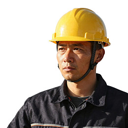头戴黄色安全帽的工人