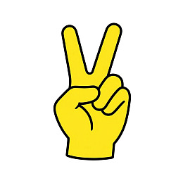 黄色手势比出和平符号