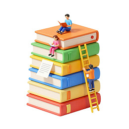 书堆上的学习场景图片