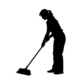 女性清扫地面的剪影图片