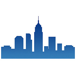 蓝色城市天际线剪影图片