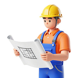 戴安全帽的工人看图纸