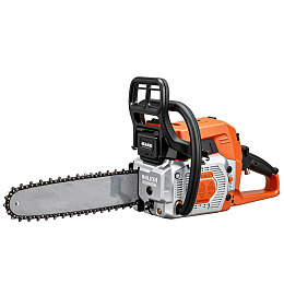 橙色链条电锯特写图片