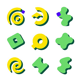 九个色彩鲜艳的抽象图形图标
