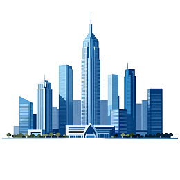 蓝色调城市建筑群景观