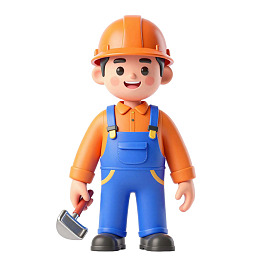 卡通建筑工人手持锤子