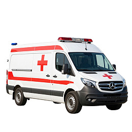 白色救护车车身有红色十字标志