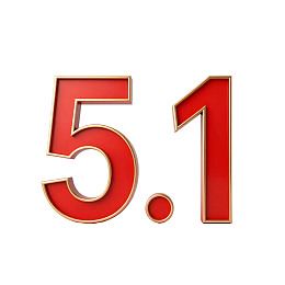 红色数字5.1艺术字体设计