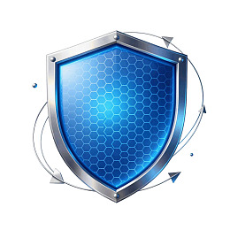 蓝色蜂窝纹盾牌环绕箭头