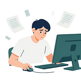 男子电脑前工作压力大