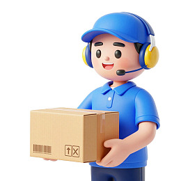 快递员手持包裹微笑图片