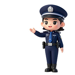 卡通警察形象挥手致意