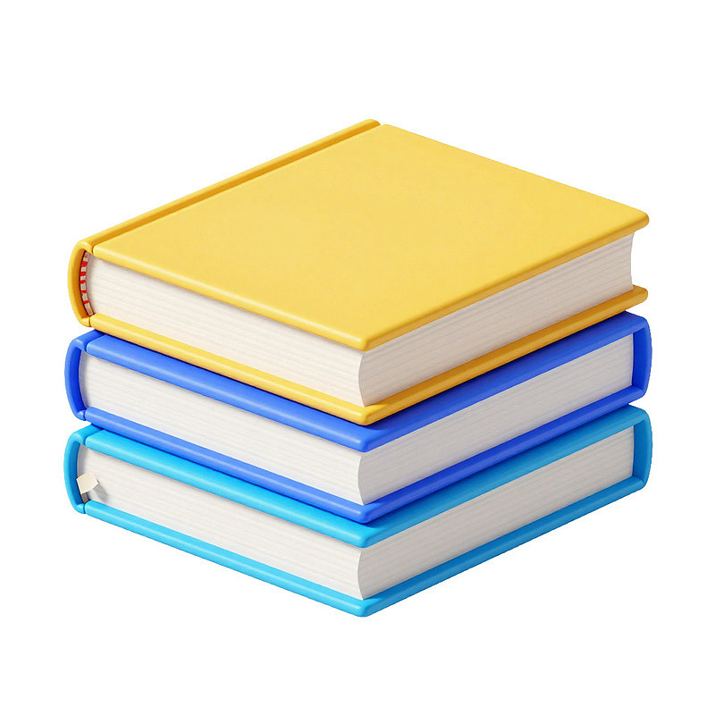 三本彩色封面书籍堆叠
