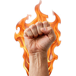 紧握拳头火焰环绕图片